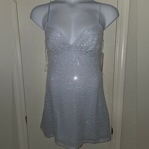 Sequin Sequin Mini Dress Light Blue